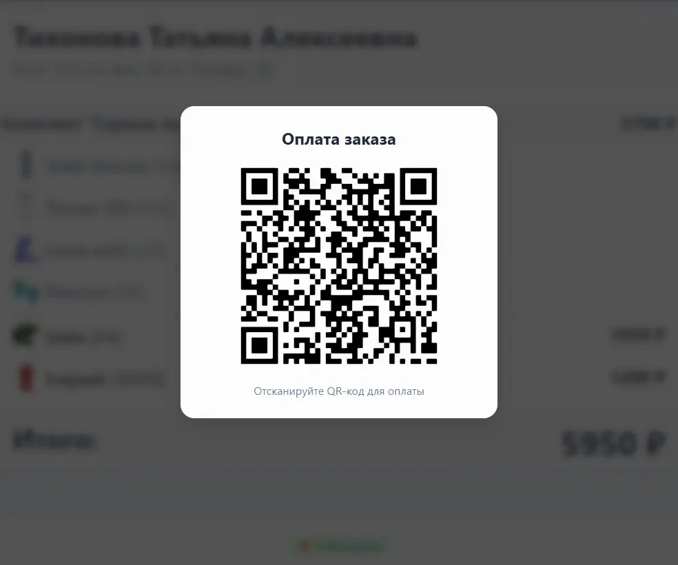 Отображение QR кода СБП на мониторе Отображение QR кода СБП на мониторе